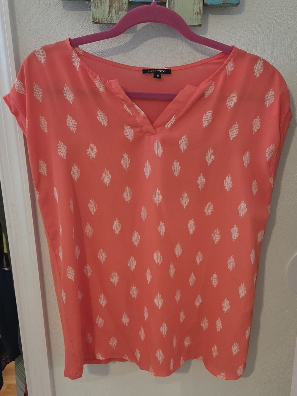 Papermoon Coral Ikat Print V-Neck Blouse